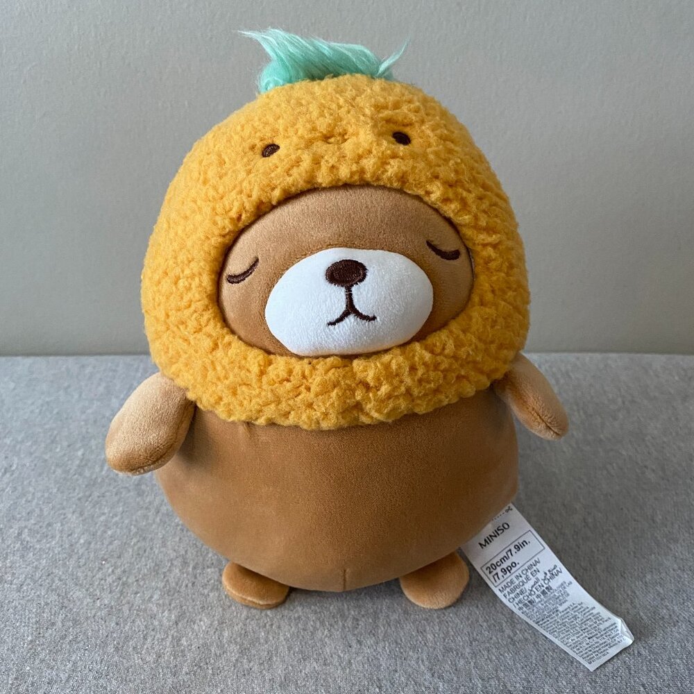 NWOT Miniso Mini Family Fruit Costume Series Plush Toy Pineapple Bear 8"